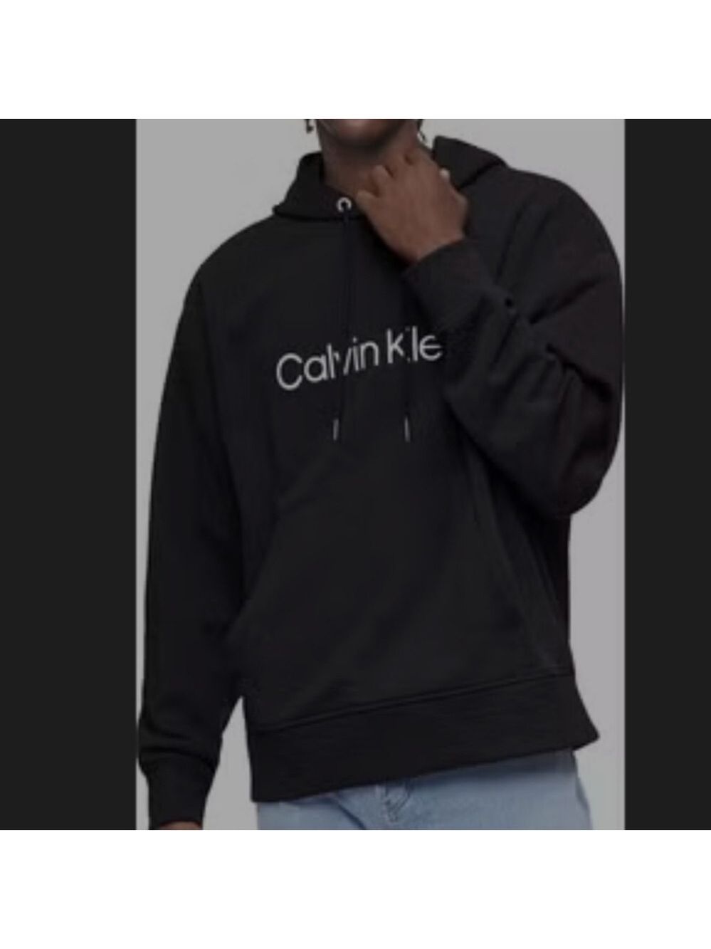 CALVIN KLEIN MEN'S BLACK PULLOVER HOODIE LARGE NWOT
